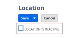 NetSuite Location record showing the Location Is Inactive setting